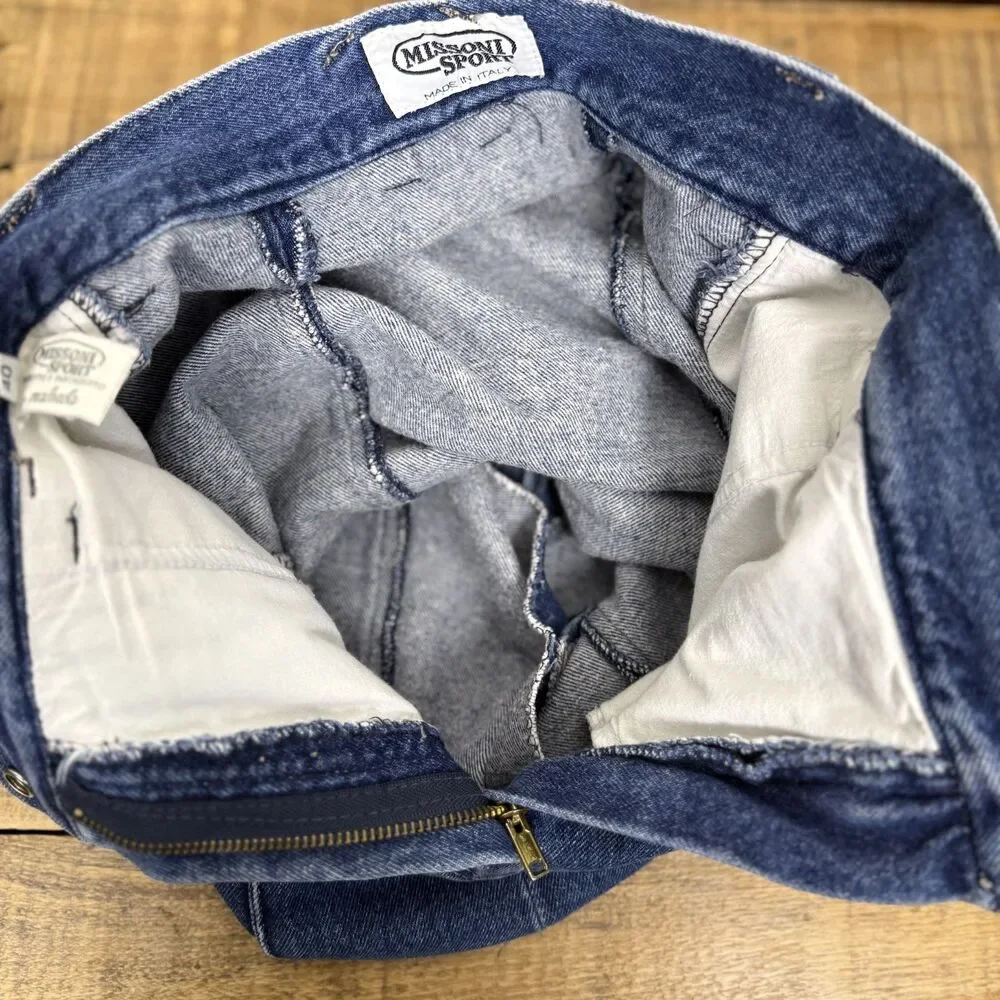 Vintage Missoni Sport Designer 80s 90s High Waisted Denim Jean Skirt, Italy - Picture 8 of 9